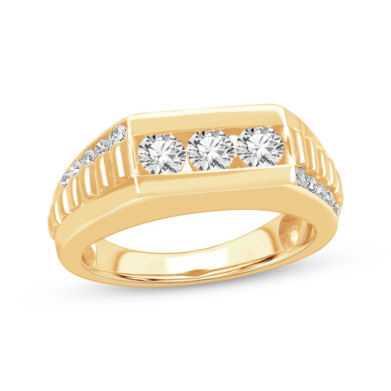 Men's Diamond Stepped Asymmetric Wedding Band 1 ct tw 10K Yellow Gold