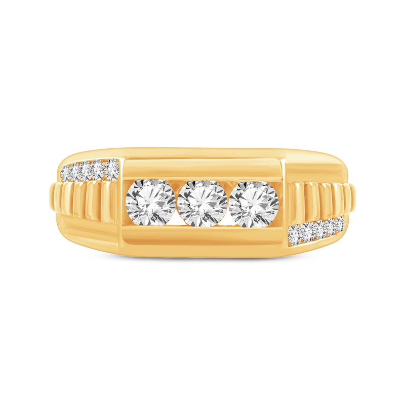 Men's Diamond Stepped Asymmetric Wedding Band 1 ct tw 10K Yellow Gold