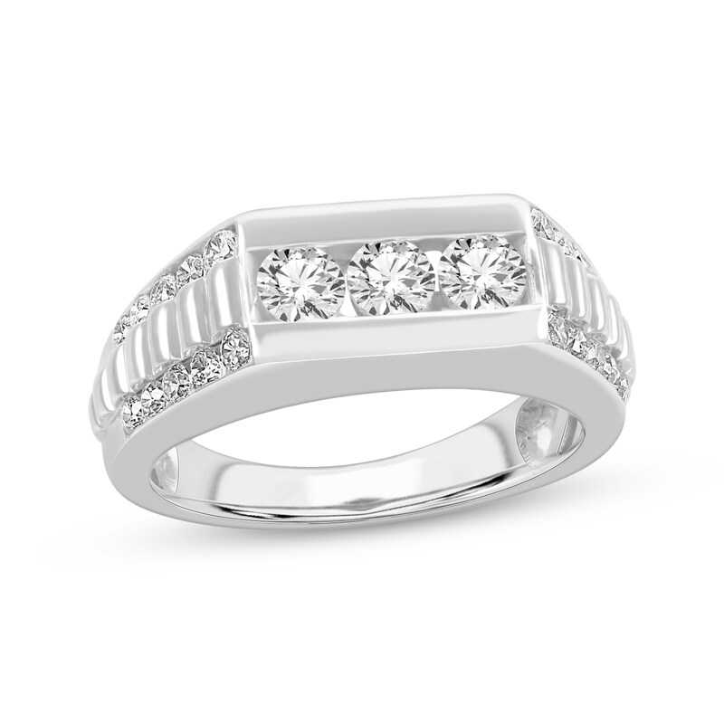 Main Image 1 of Adore Men's Diamond Rectangle Stepped Wedding Band 1-1/4 ct tw 10K White Gold