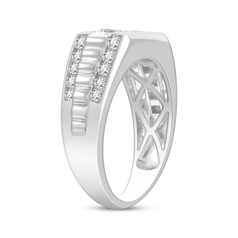 Main Image 2 of Adore Men's Diamond Rectangle Stepped Wedding Band 1-1/4 ct tw 10K White Gold