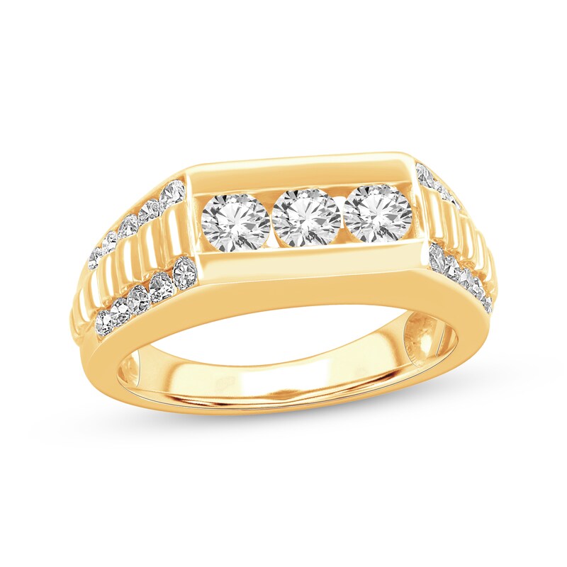 Men's Diamond Rectangle Stepped Wedding Band 1-1/4 ct tw 10K Yellow ...