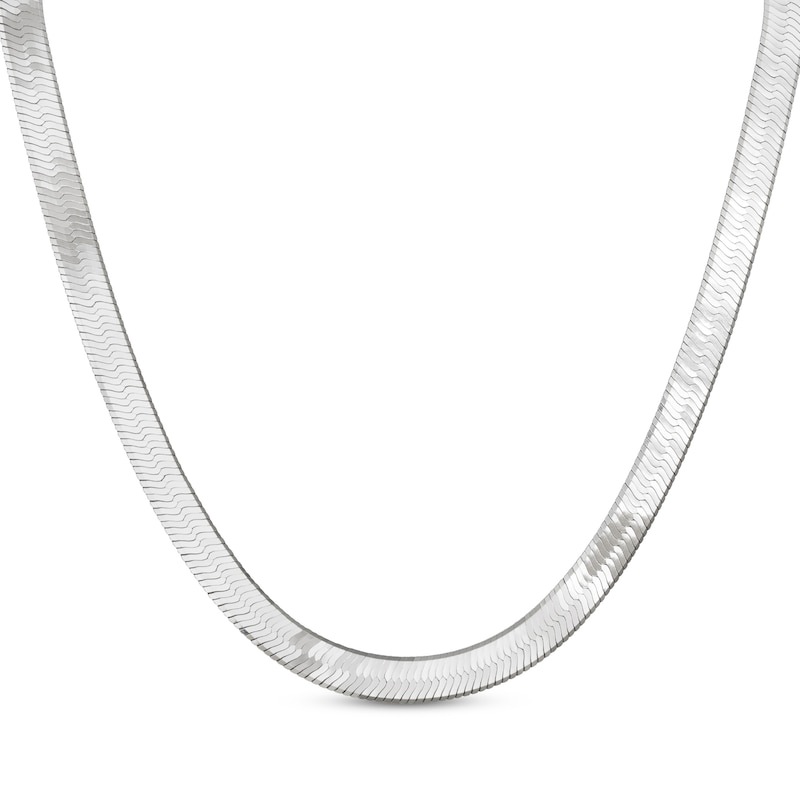 Main Image 1 of Diamond-Cut Herringbone Chain Necklace 9mm Solid Sterling Silver 20"