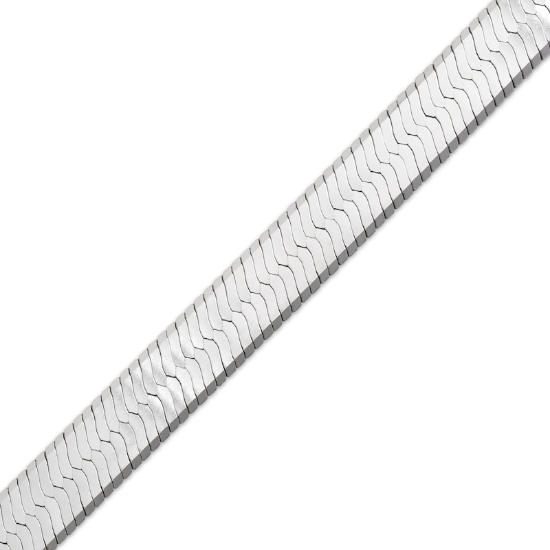 Main Image 2 of Diamond-Cut Herringbone Chain Necklace 9mm Solid Sterling Silver 20"