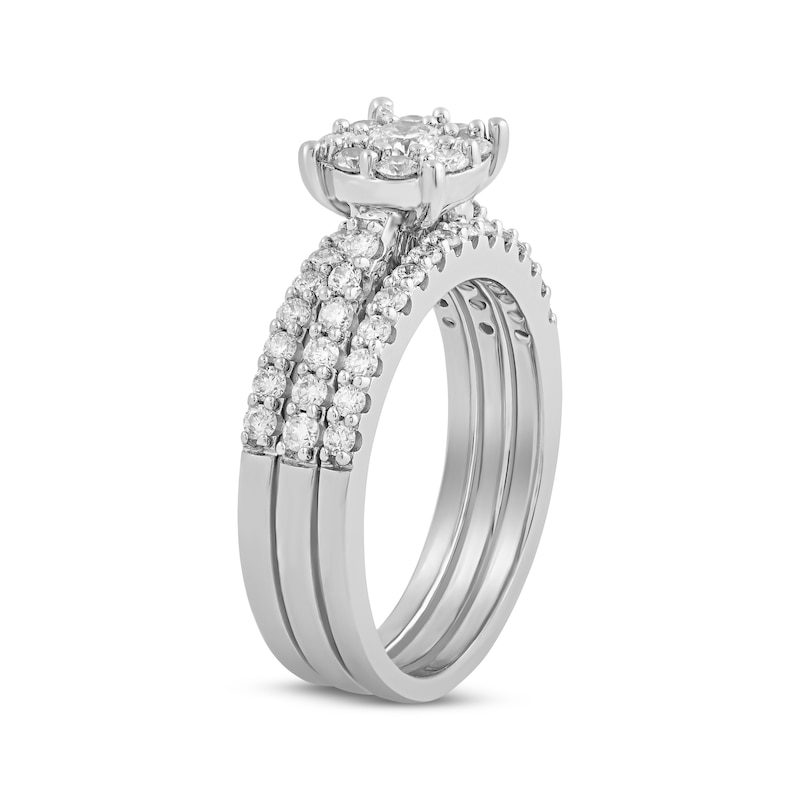 Main Image 2 of Adore Round-Cut Diamond Three-Piece Halo Bridal Set 1 ct tw 10K White Gold
