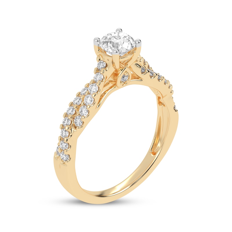 Main Image 2 of Now + Forever Lab-Grown Diamonds Round-Cut Twist Engagement Ring 1 ct tw 14K Yellow Gold