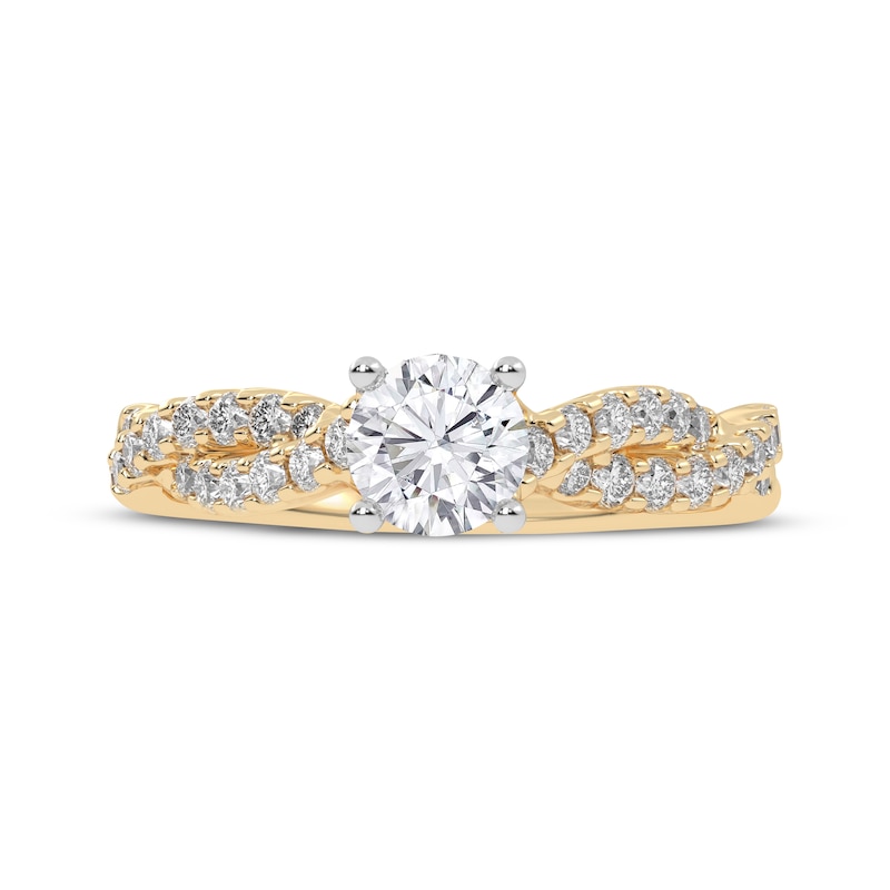 Main Image 3 of Now + Forever Lab-Grown Diamonds Round-Cut Twist Engagement Ring 1 ct tw 14K Yellow Gold