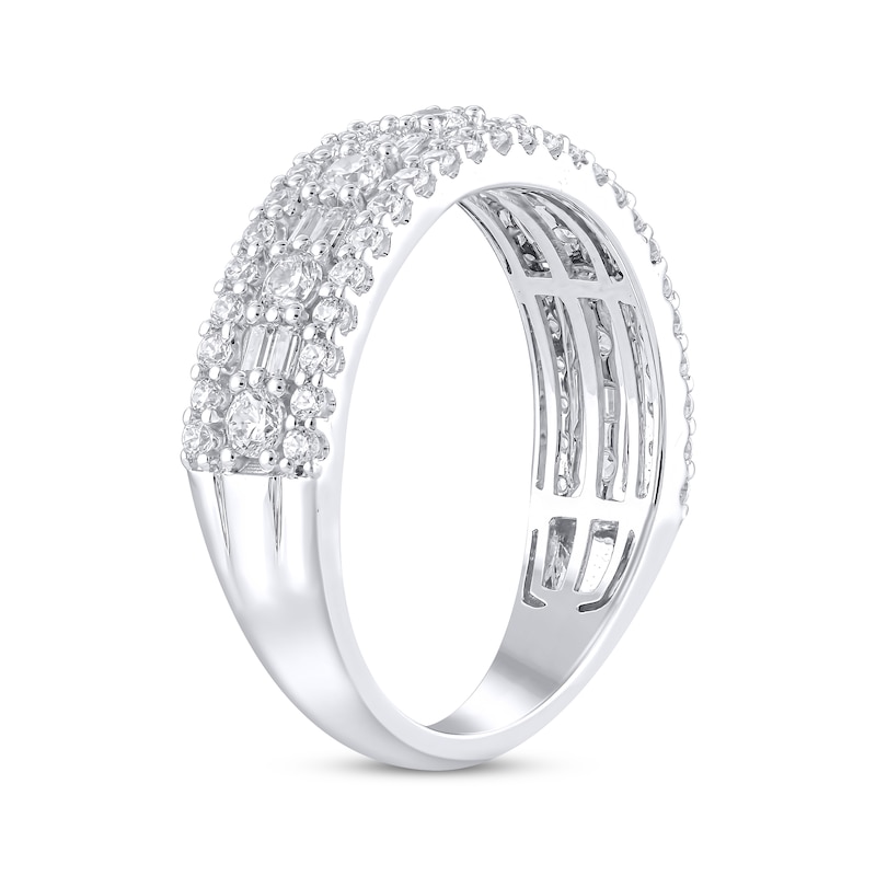 Main Image 2 of Adore Baguette & Round-Cut Diamond Three-Row Anniversary Ring 1 ct tw 14K White Gold