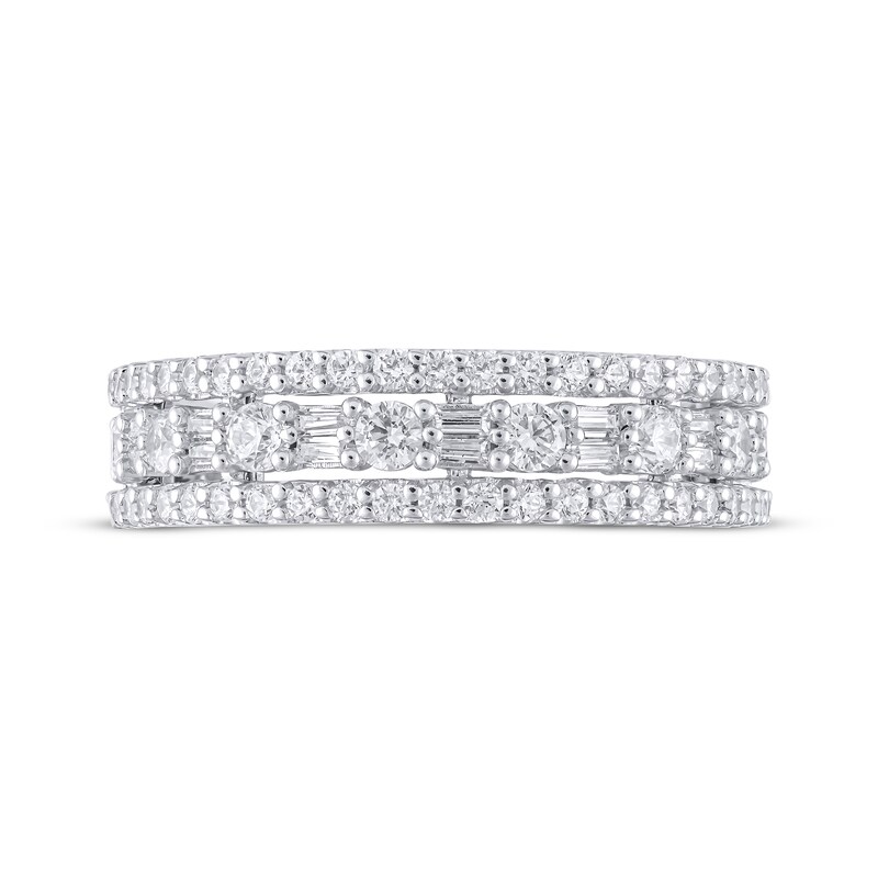 Main Image 3 of Adore Baguette & Round-Cut Diamond Three-Row Anniversary Ring 1 ct tw 14K White Gold
