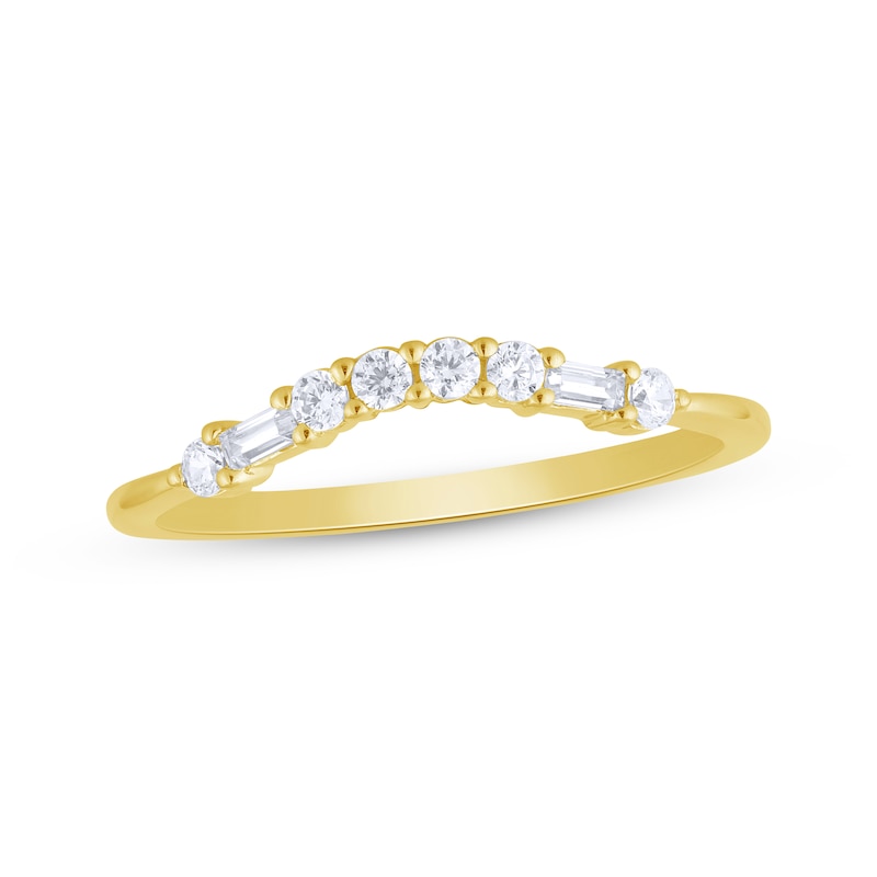 Main Image 1 of Adore Baguette & Round-Cut Diamond Contour Ring 1/5 ct tw 14K Yellow Gold