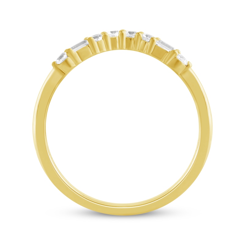 Main Image 3 of Adore Baguette & Round-Cut Diamond Contour Ring 1/5 ct tw 14K Yellow Gold