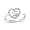 Thumbnail Image 0 of Diamond Quinceañera Heart Ring 1/10 ct tw 10K White Gold