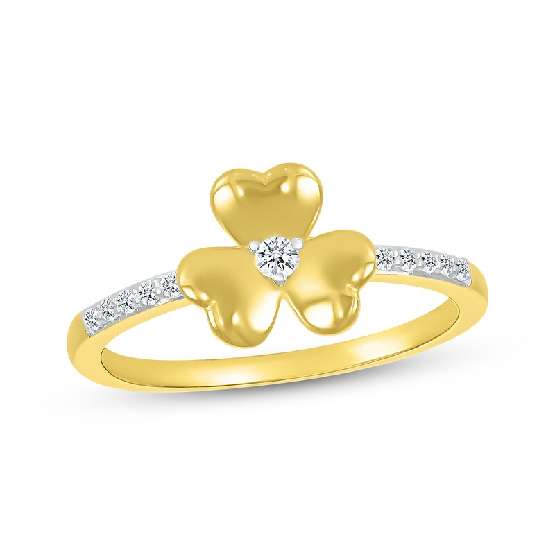 Main Image 1 of Diamond Clover Ring 1/10 ct tw 10K Yellow Gold