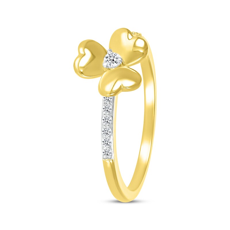 Main Image 2 of Diamond Clover Ring 1/10 ct tw 10K Yellow Gold