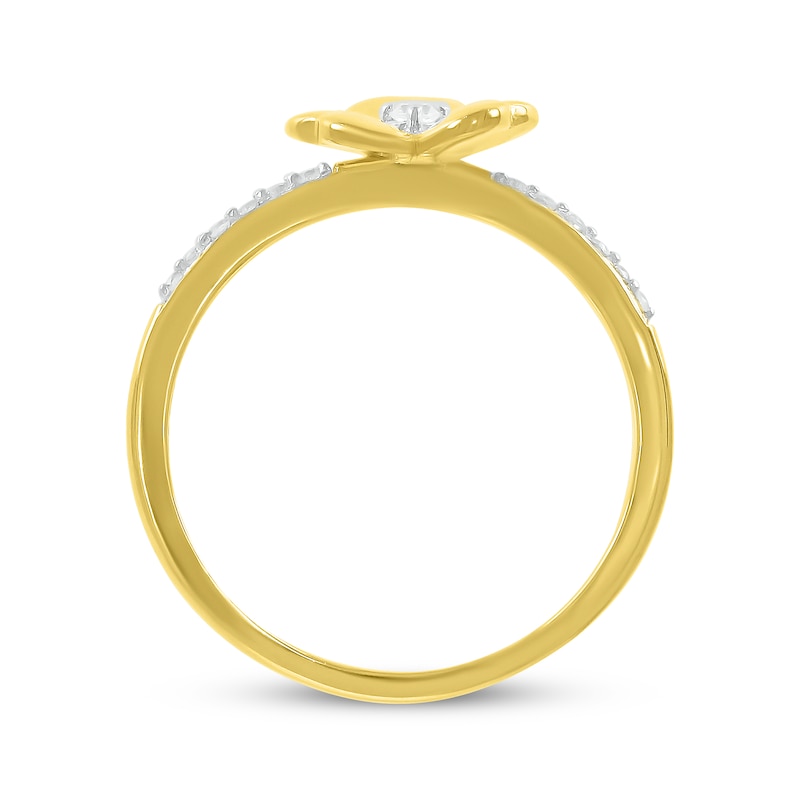 Main Image 3 of Diamond Clover Ring 1/10 ct tw 10K Yellow Gold