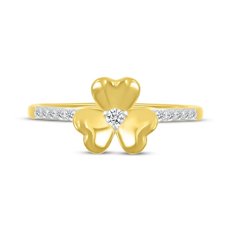 Main Image 4 of Diamond Clover Ring 1/10 ct tw 10K Yellow Gold