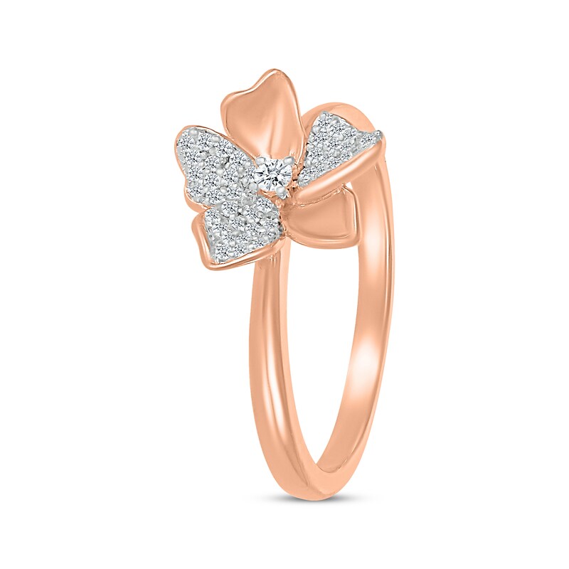 Main Image 2 of Diamond Flower Ring 1/6 ct tw 10K Rose Gold