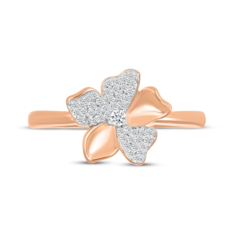 Main Image 4 of Diamond Flower Ring 1/6 ct tw 10K Rose Gold