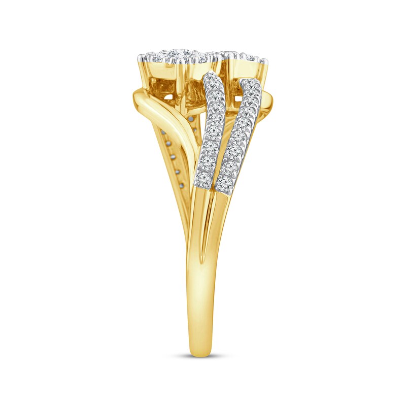 Main Image 2 of Diamond Bypass Fashion Ring 1/2 ct tw 10K Yellow Gold