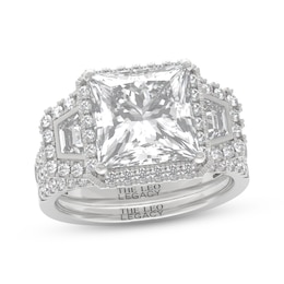 THE LEO Legacy Lab-Grown Diamond Princess-Cut Halo Bridal Set 5 ct tw 14K White Gold