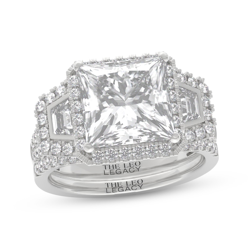 Main Image 1 of THE LEO Legacy Lab-Grown Diamond Princess-Cut Halo Bridal Set 5 ct tw 14K White Gold
