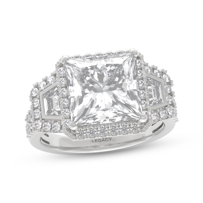 Main Image 1 of THE LEO Legacy Lab-Grown Diamond Princess-Cut Halo Engagement Ring 4-7/8 ct tw 14K White Gold