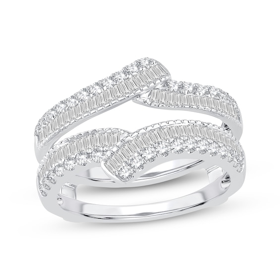 Round & Baguette-Cut Diamond Enhancer Ring 3/4 ct tw 14K White Gold