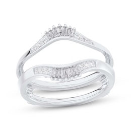 Baguette & Round-Cut Diamond Enhancer Ring 1/4 ct tw 14K White Gold