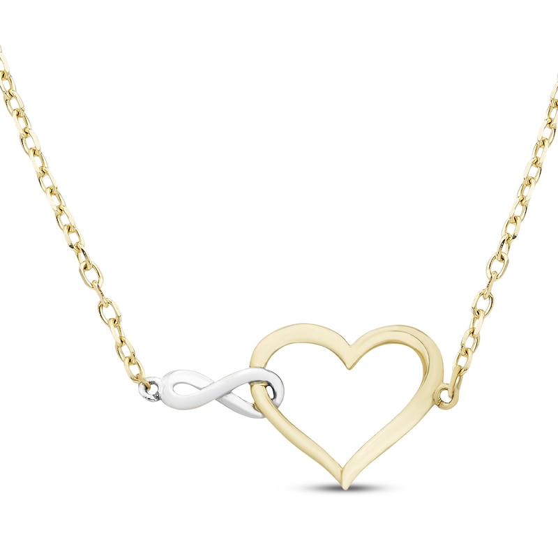 Main Image 1 of Infinity Heart Necklace 10K Two-Tone Gold 18"