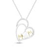 Thumbnail Image 1 of Cultured Pearl & White Lab-Created Sapphire "Mom" Double Heart Necklace Sterling Silver & 10K Yellow Gold 18"