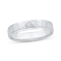 Adore Hammered Wedding Band 10K White Gold 4.4mm