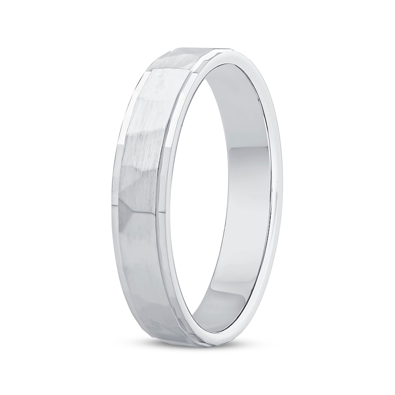 Main Image 2 of Adore Hammered Wedding Band 10K White Gold 4.4mm