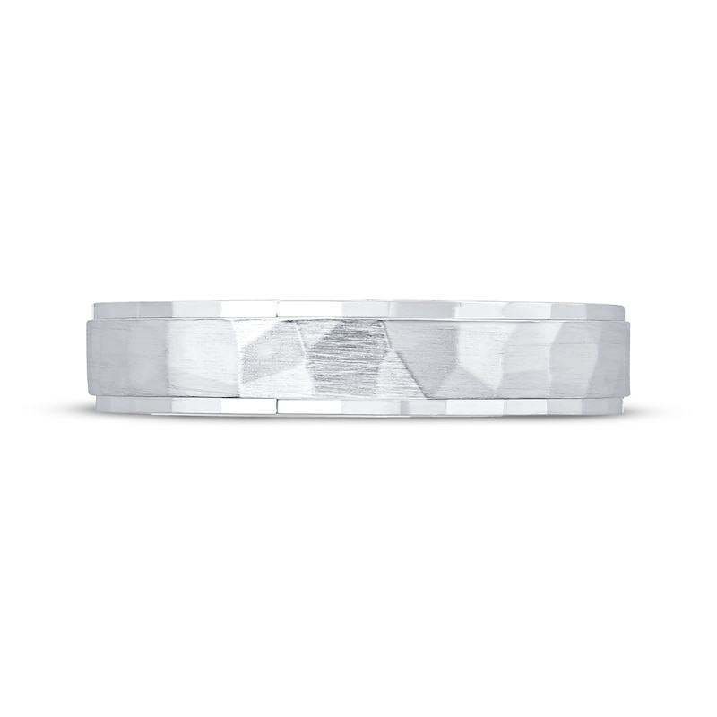 Main Image 3 of Adore Hammered Wedding Band 10K White Gold 4.4mm