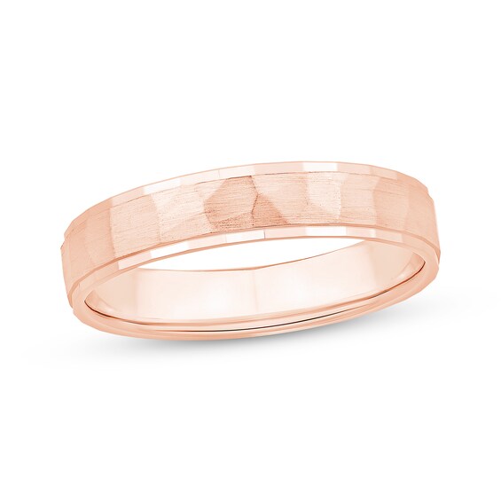 Hammered Wedding Band 10K Rose Gold 4.4mm