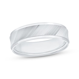 Adore Engraved Wedding Band 10K White Gold 6mm