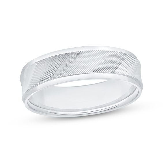 Adore Engraved Wedding Band 10K White Gold 6mm