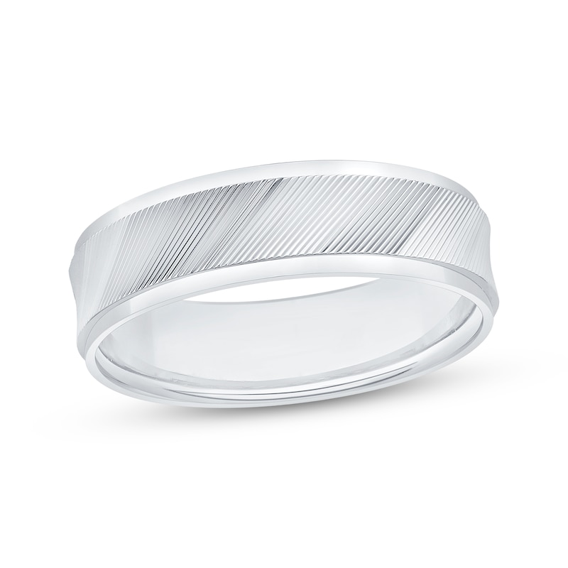 Main Image 1 of Adore Engraved Wedding Band 10K White Gold 6mm
