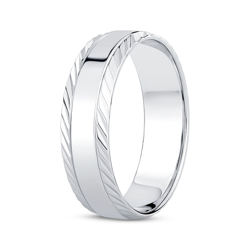 Main Image 2 of Adore Engraved Edge Wedding Band 10K White Gold 6.1mm