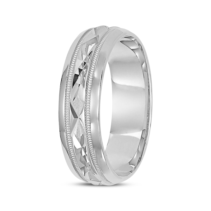 Main Image 2 of Adore Carved Wedding Band 10K White Gold 6mm