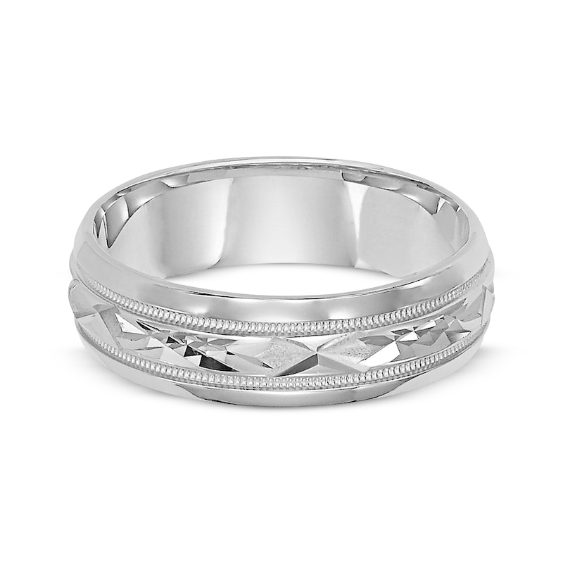 Main Image 3 of Adore Carved Wedding Band 10K White Gold 6mm