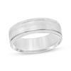 Thumbnail Image 1 of Adore Brushed Center Wedding Band 10K White Gold 7mm