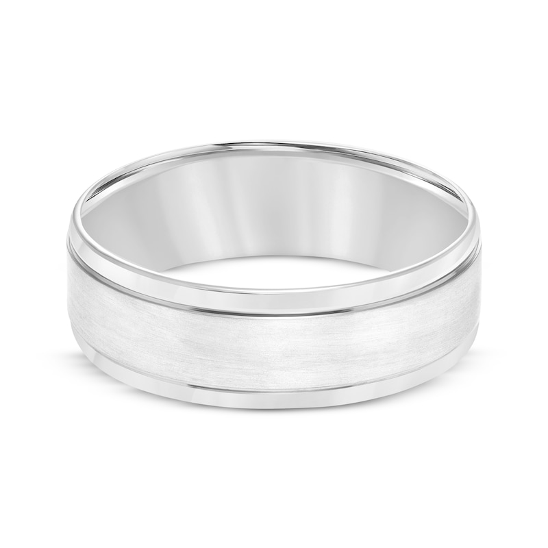 Main Image 3 of Adore Brushed Center Wedding Band 10K White Gold 7mm
