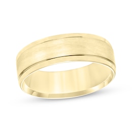 Adore Brushed Center Wedding Band 10K Yellow Gold 7mm