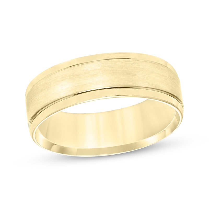 Main Image 1 of Adore Brushed Center Wedding Band 10K Yellow Gold 7mm
