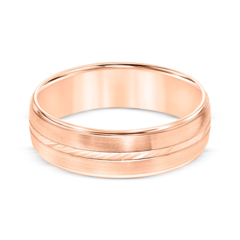 Main Image 3 of Swiss Cut Brushed Wedding Band 10K Rose Gold 6mm