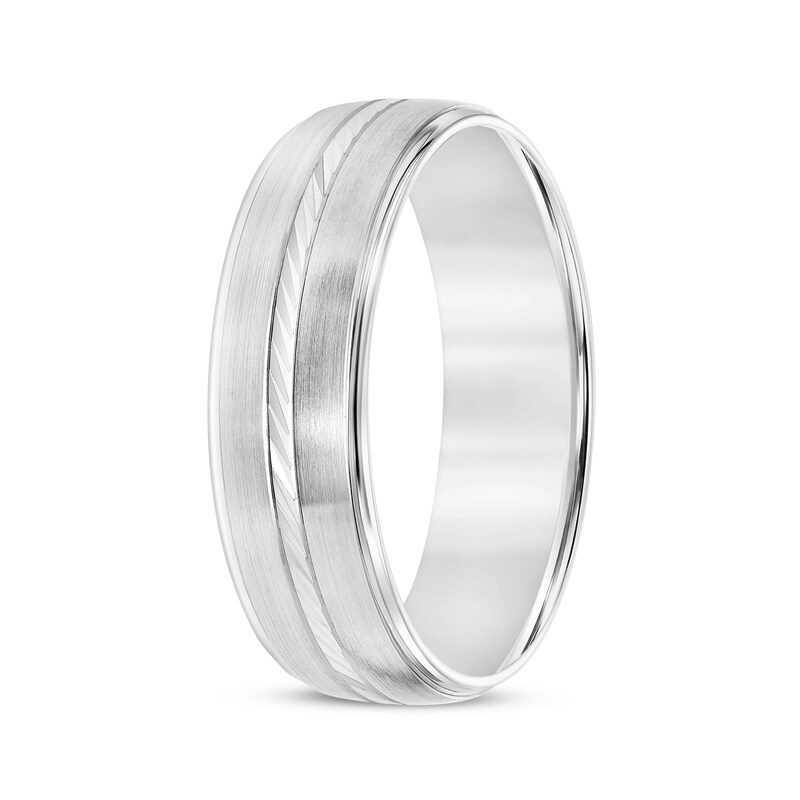 Main Image 2 of Adore Swiss Cut Brushed Wedding Band 10K White Gold 6mm