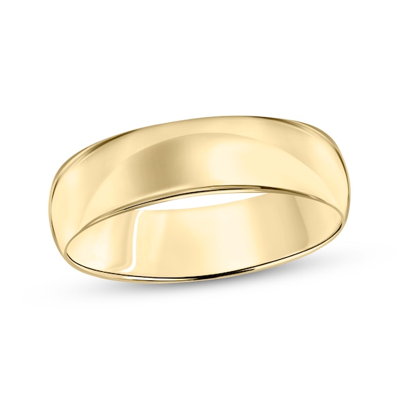 Domed Wedding Band 18K Yellow Gold 6mm