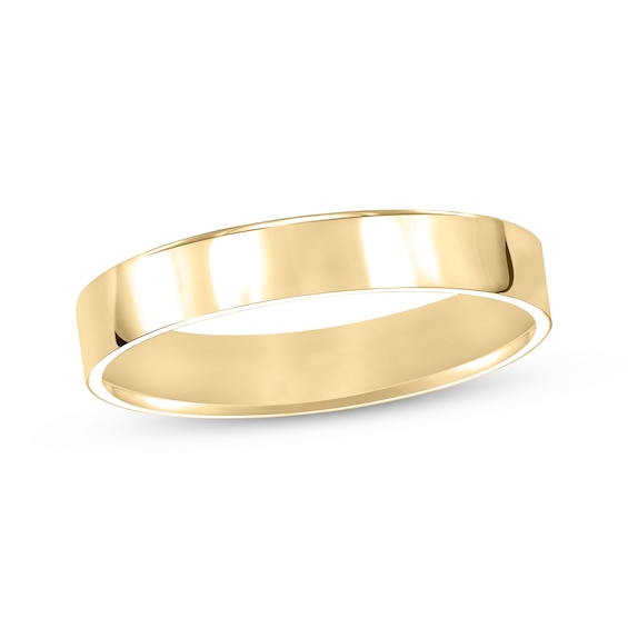 Flat Square-Edged Wedding Band 18K Yellow Gold 4mm