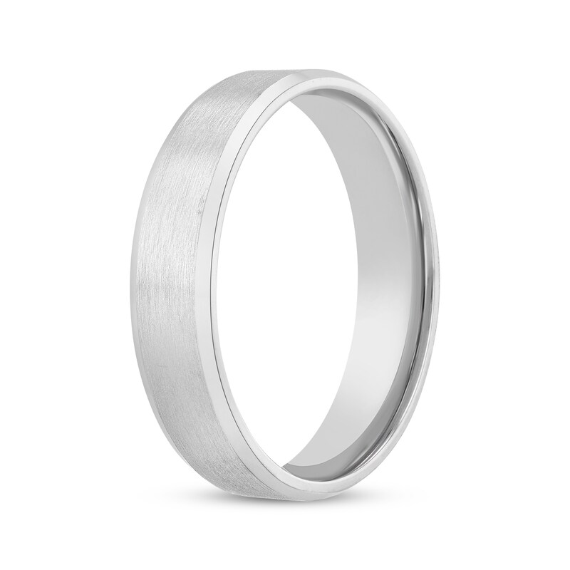 Main Image 2 of Beveled Edge Wedding Band 14K White Gold 5mm