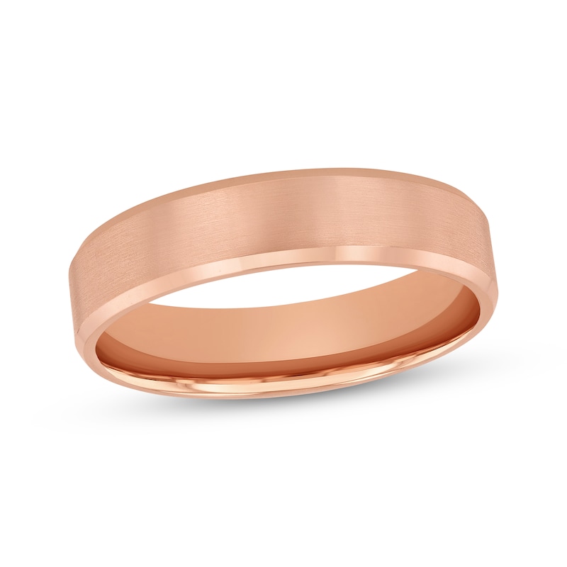 Main Image 1 of Adore Beveled Edge Wedding Band 14K Rose Gold 5mm