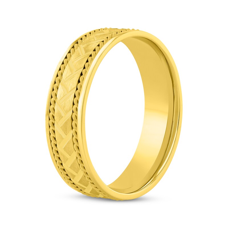 Main Image 2 of Adore Patterned & Rope-Edged Wedding Band 10K Yellow Gold 6mm